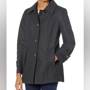 London Fog Women's Wool Blend Charcoal Coat Size Medium
